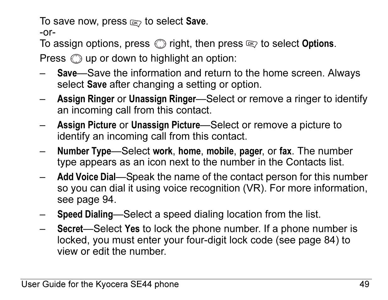 Kyocera Angel SE47 User Manual | Page 71 / 148