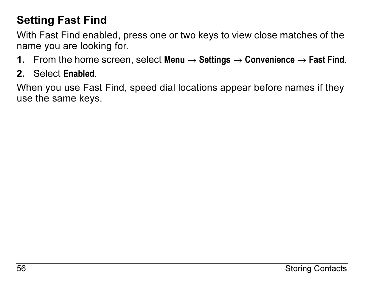 Setting fast find | Kyocera Angel SE47 User Manual | Page 78 / 148