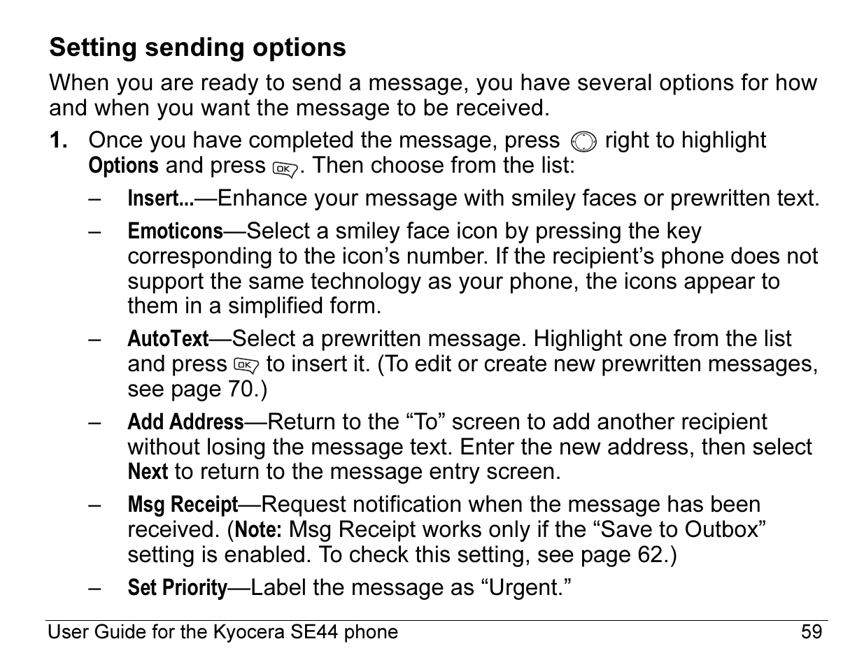 Kyocera Angel SE47 User Manual | Page 81 / 148