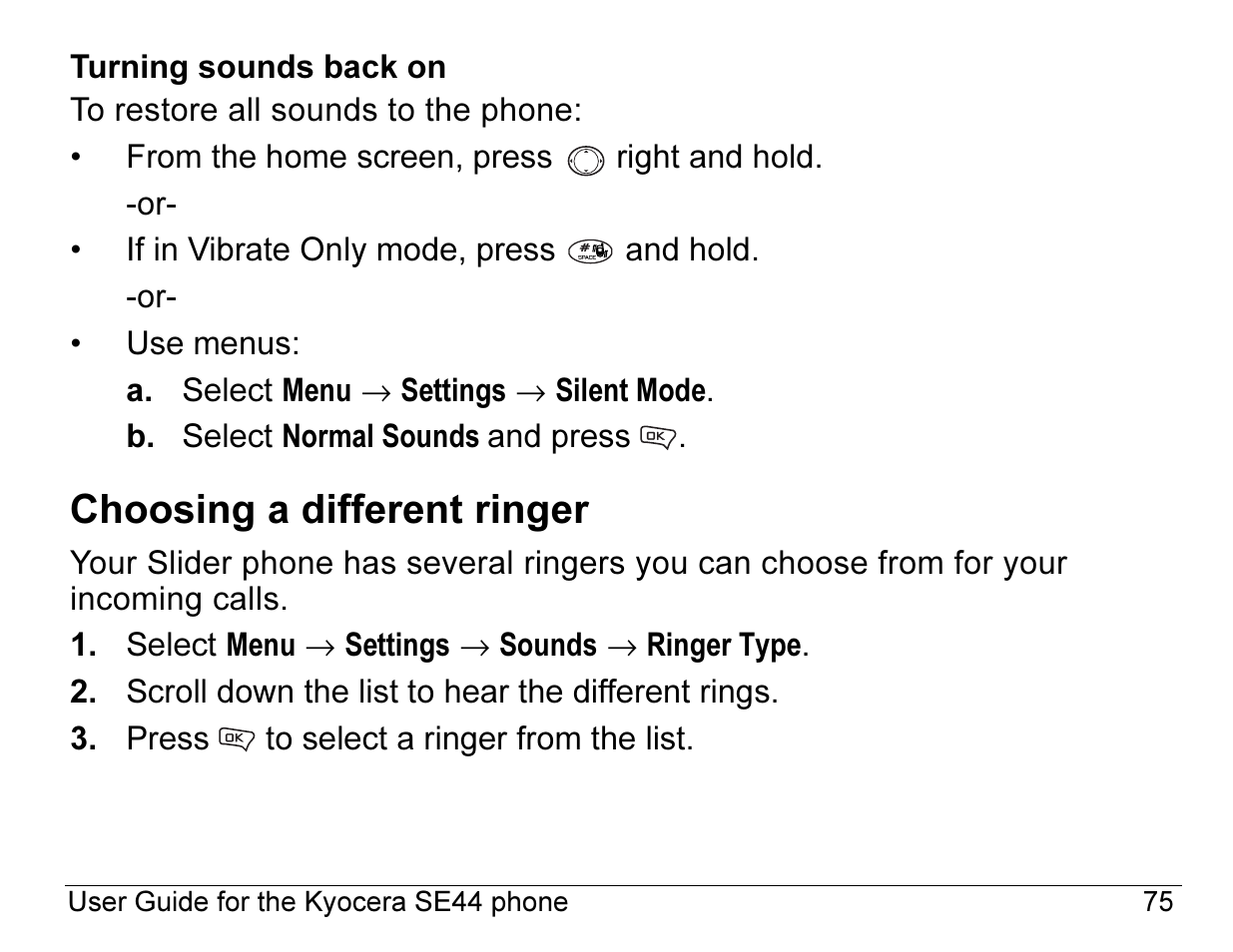 Choosing a different ringer | Kyocera Angel SE47 User Manual | Page 97 / 148