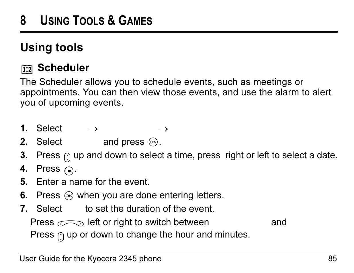 Using tools | Kyocera 2345 User Manual | Page 105 / 120