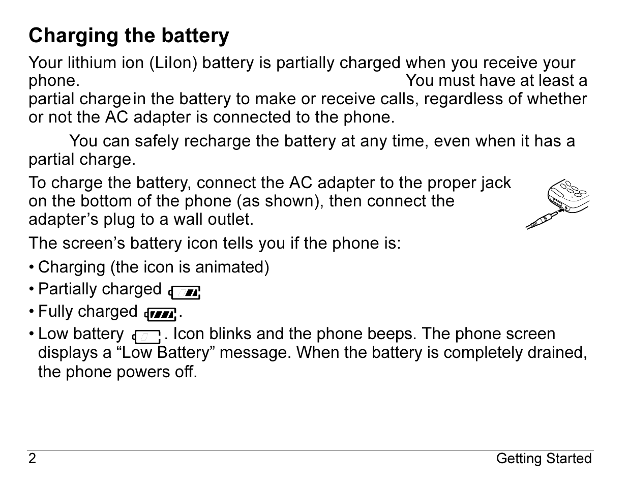 Charging the battery | Kyocera 2345 User Manual | Page 22 / 120