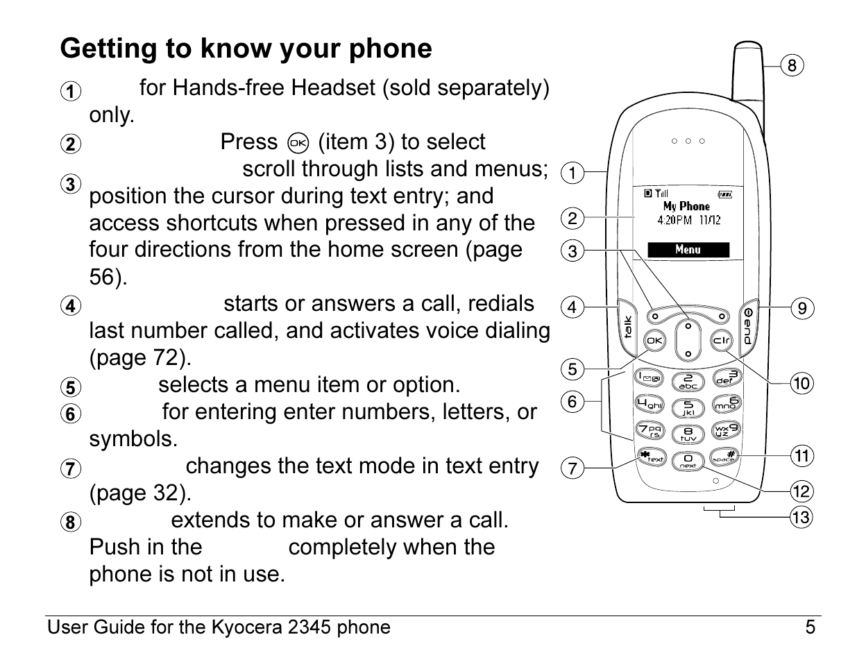 Getting to know your phone | Kyocera 2345 User Manual | Page 25 / 120