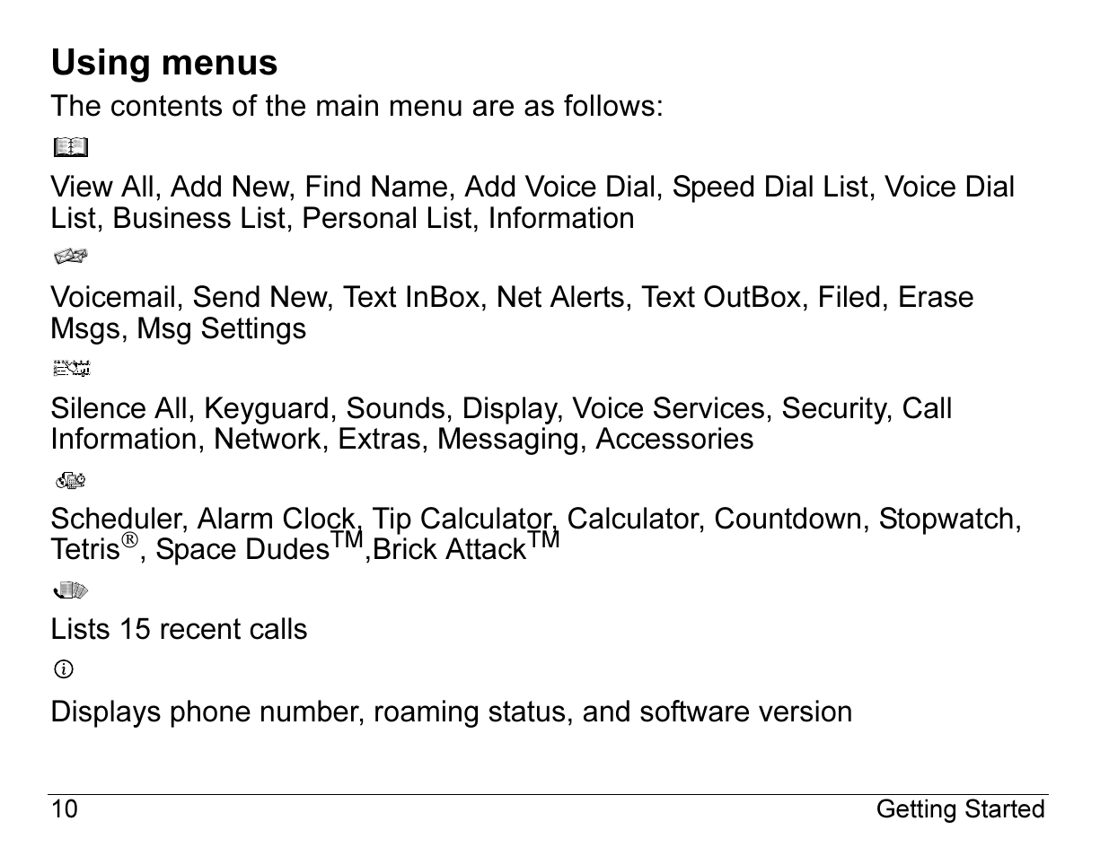 Using menus | Kyocera 2345 User Manual | Page 30 / 120
