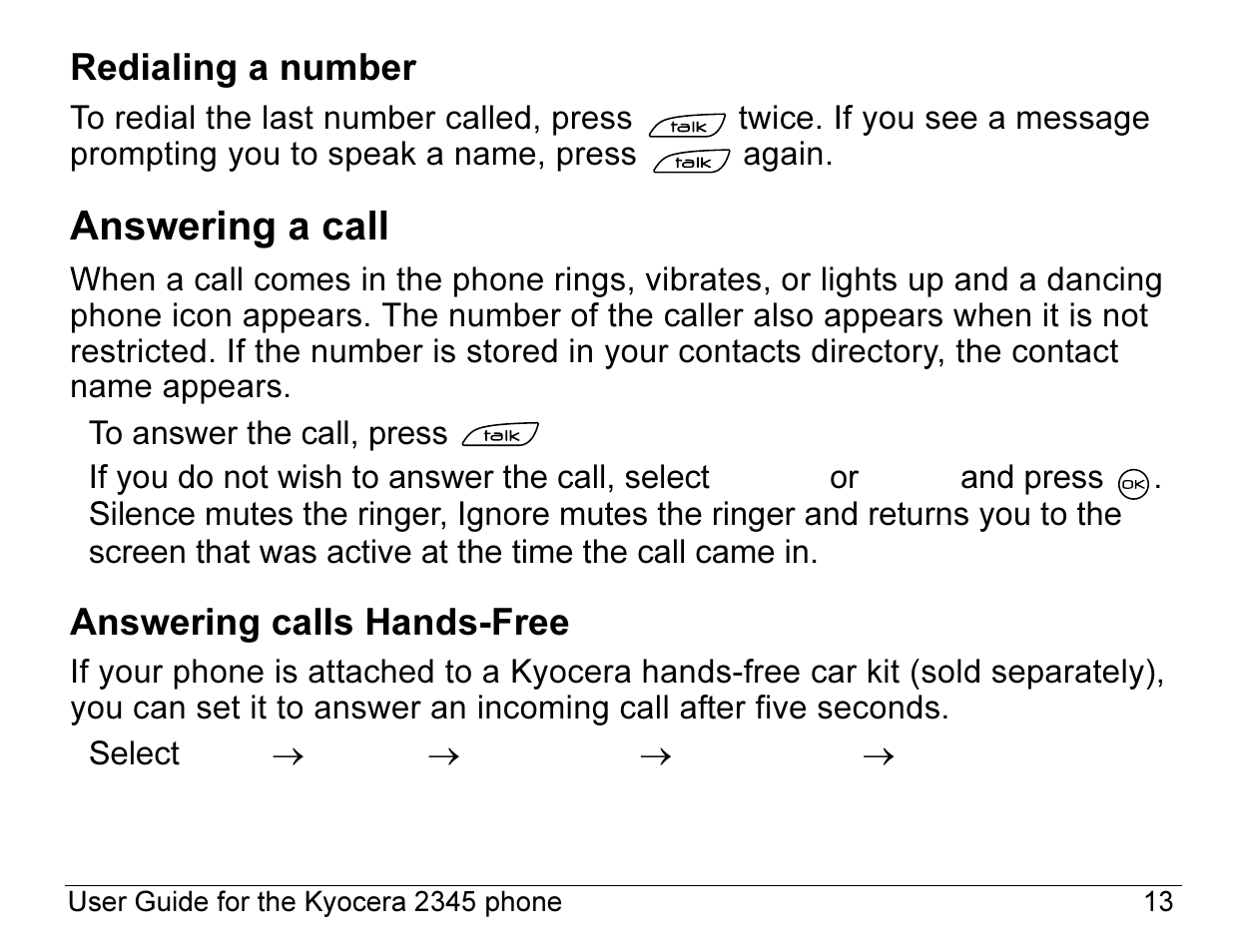 Answering a call | Kyocera 2345 User Manual | Page 33 / 120