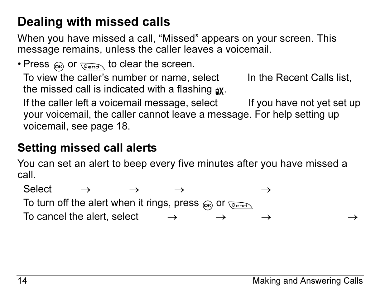 Dealing with missed calls | Kyocera 2345 User Manual | Page 34 / 120