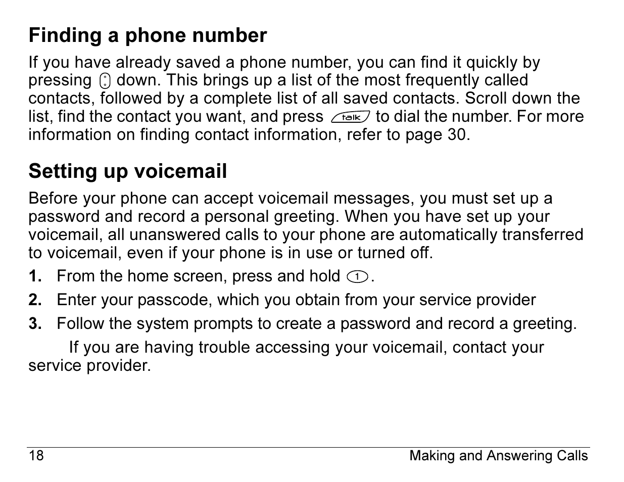 Finding a phone number, Setting up voicemail | Kyocera 2345 User Manual | Page 38 / 120