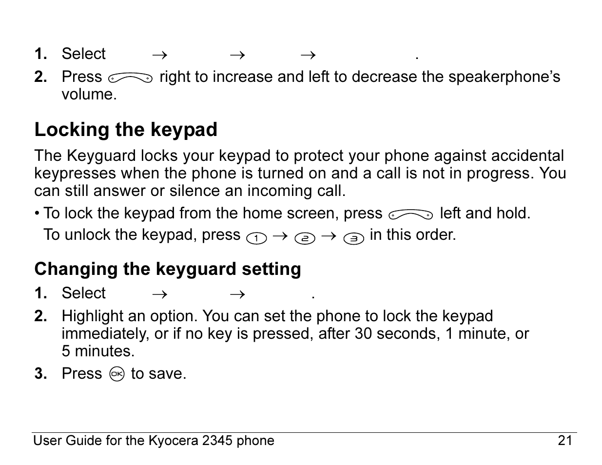 Locking the keypad | Kyocera 2345 User Manual | Page 41 / 120