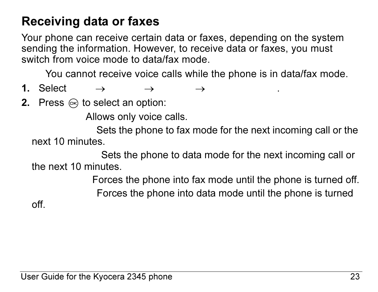 Receiving data or faxes | Kyocera 2345 User Manual | Page 43 / 120