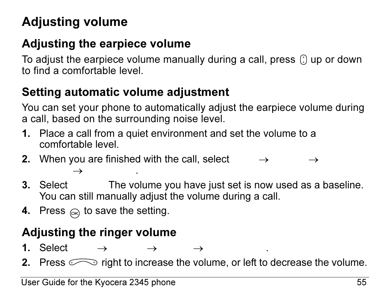 Adjusting volume | Kyocera 2345 User Manual | Page 75 / 120