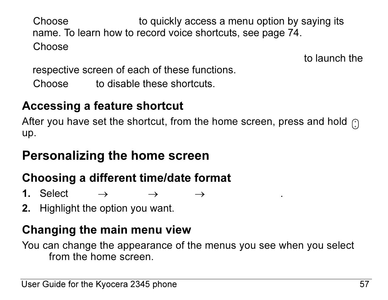 Personalizing the home screen | Kyocera 2345 User Manual | Page 77 / 120