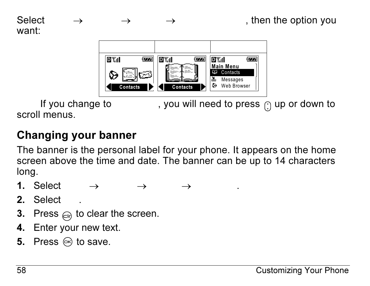 Changing your banner | Kyocera 2345 User Manual | Page 78 / 120