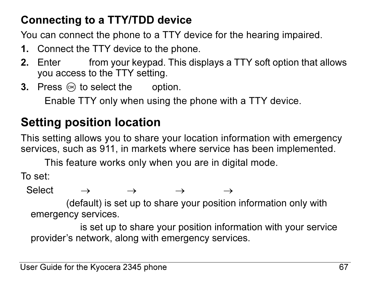 Setting position location | Kyocera 2345 User Manual | Page 87 / 120
