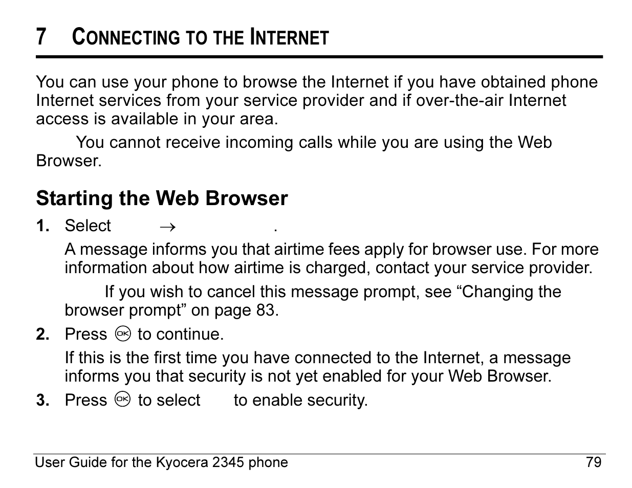 Starting the web browser | Kyocera 2345 User Manual | Page 99 / 120