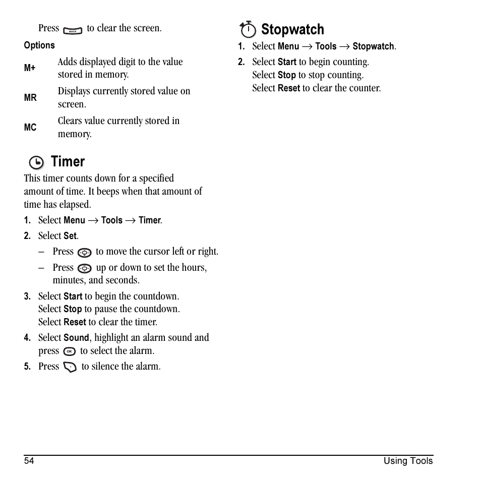 Timer, Stopwatch | Kyocera Cyclops K325 User Manual | Page 62 / 68