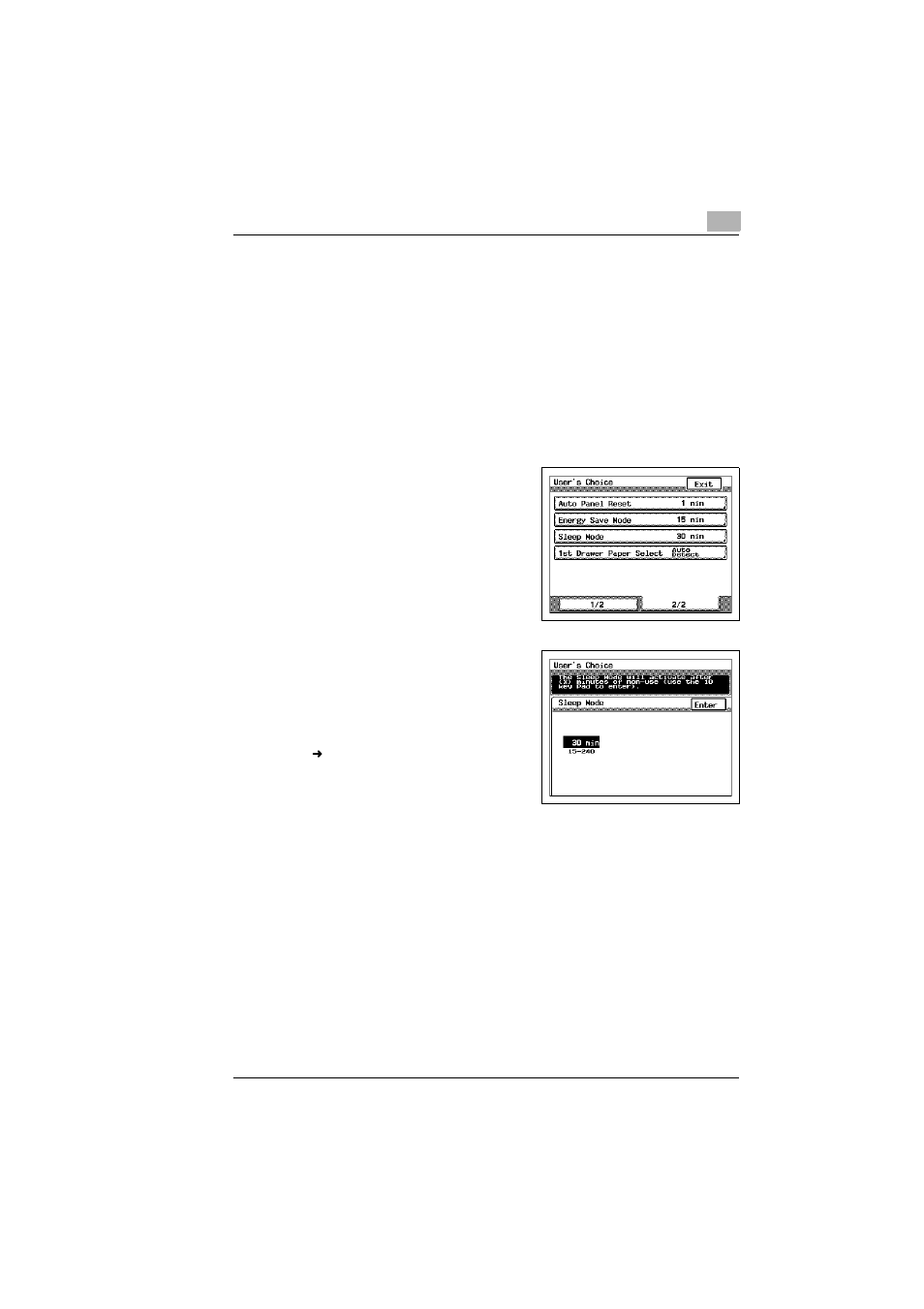 To set the “sleep mode” parameter -17 | Kyocera KM-C1530 User Manual | Page 167 / 280