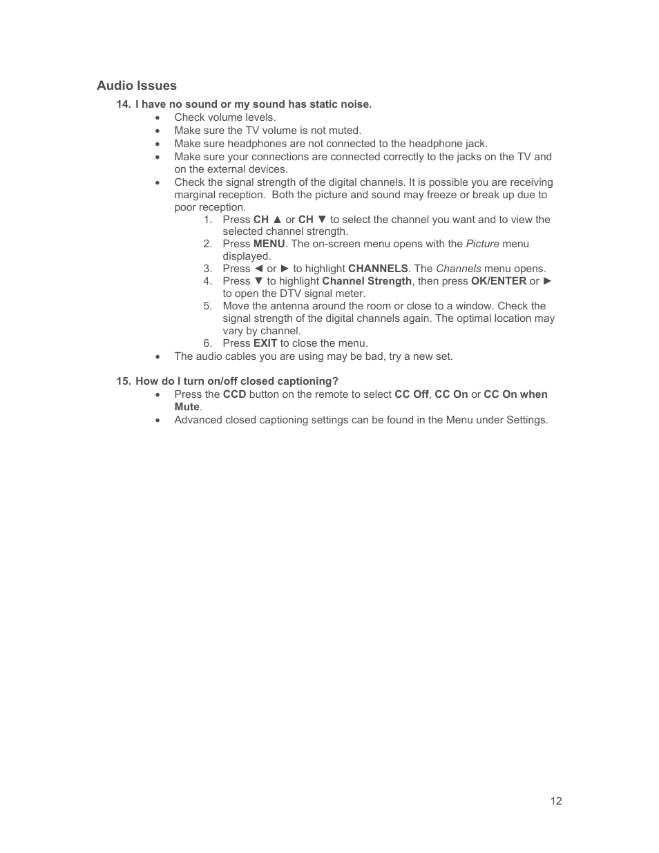 Audio issues | Kyocera NS-L37Q-10A User Manual | Page 12 / 12