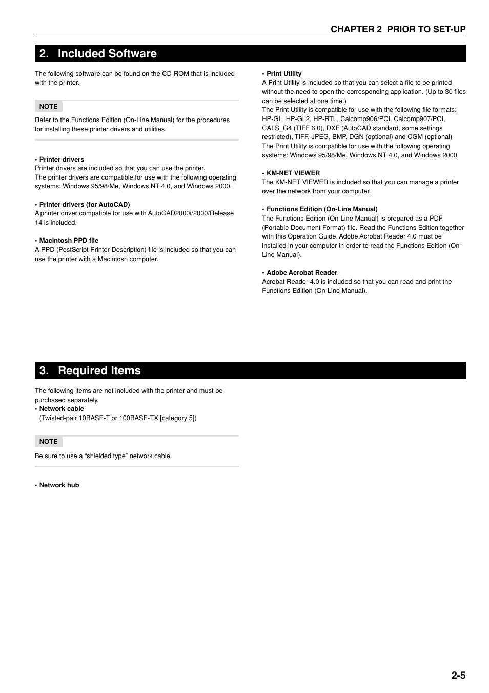 Included software, Required items, Included software -5 | Required items -5 | Kyocera KM-P4850w User Manual | Page 17 / 68