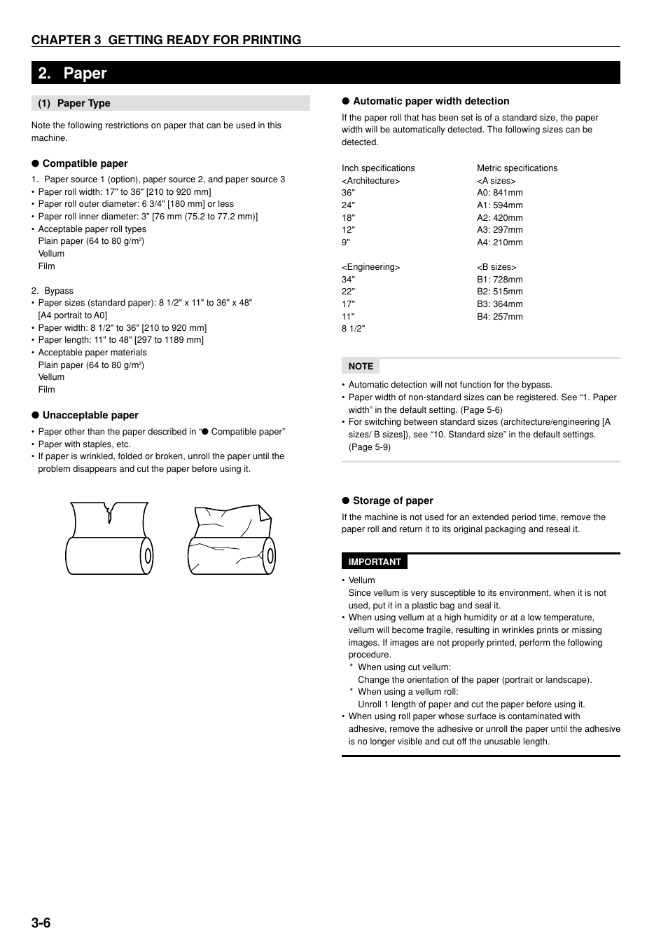Paper, 1) paper type, Paper -6 | 1) paper type -6, Chapter 3 getting ready for printing | Kyocera KM-P4850w User Manual | Page 24 / 68