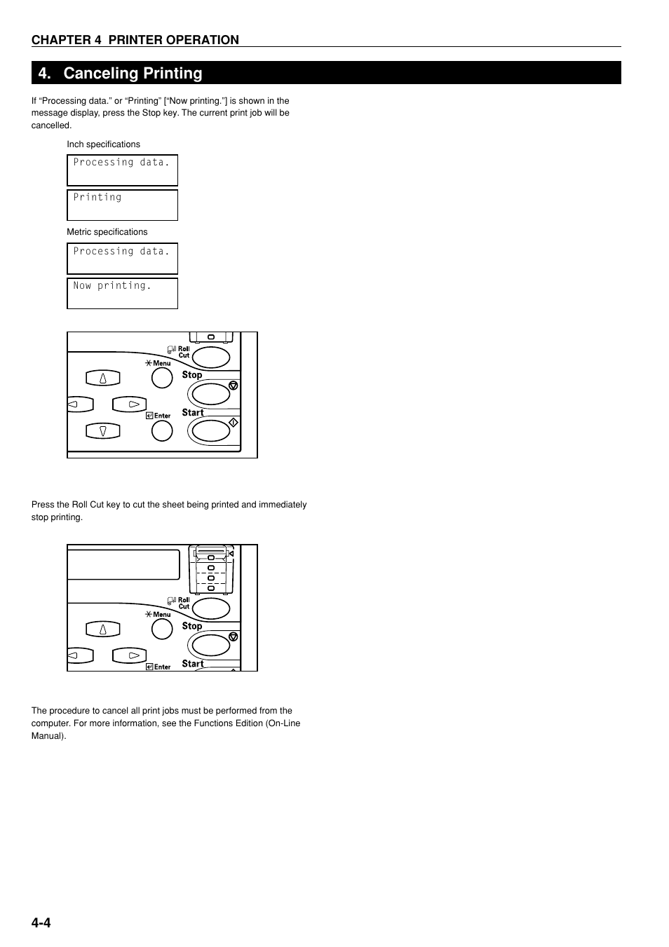 Canceling printing, Canceling printing -4 | Kyocera KM-P4850w User Manual | Page 32 / 68