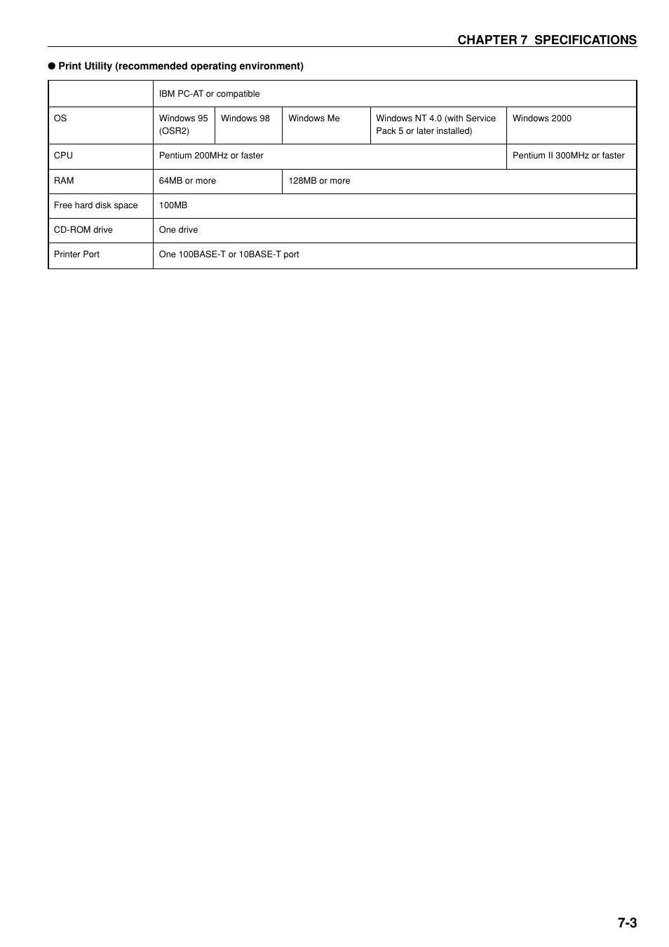 Chapter 7 specifications | Kyocera KM-P4850w User Manual | Page 63 / 68