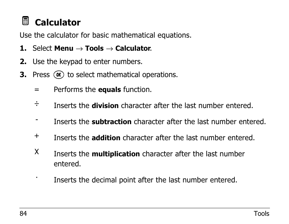 Calculator | Kyocera 2100 Series User Manual | Page 104 / 123