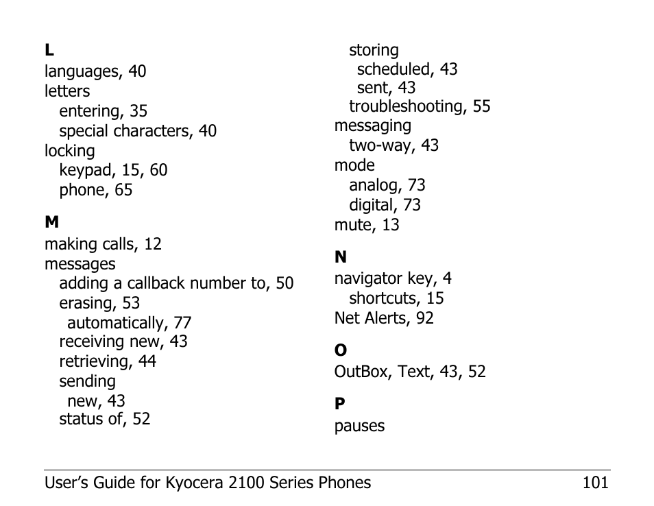 Kyocera 2100 Series User Manual | Page 121 / 123
