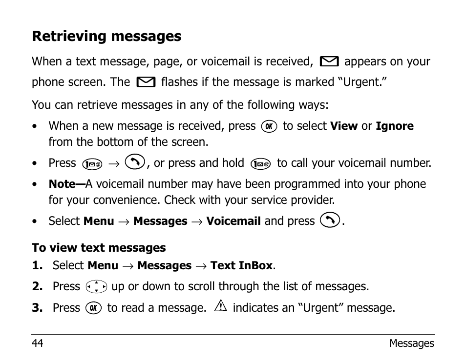 Retrieving messages | Kyocera 2100 Series User Manual | Page 64 / 123