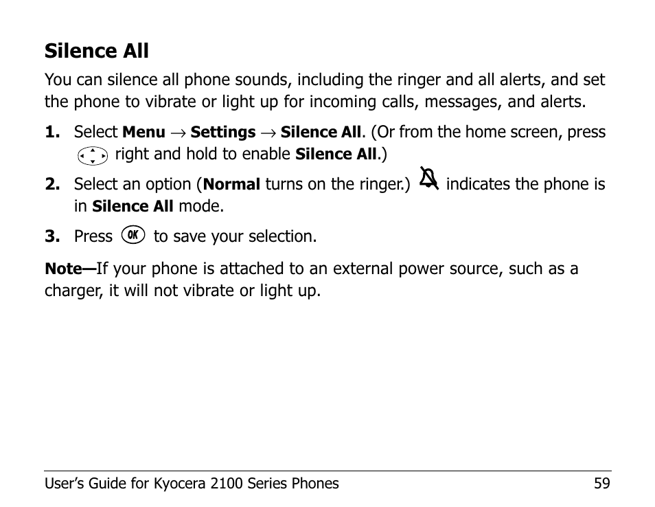 Silence all | Kyocera 2100 Series User Manual | Page 79 / 123