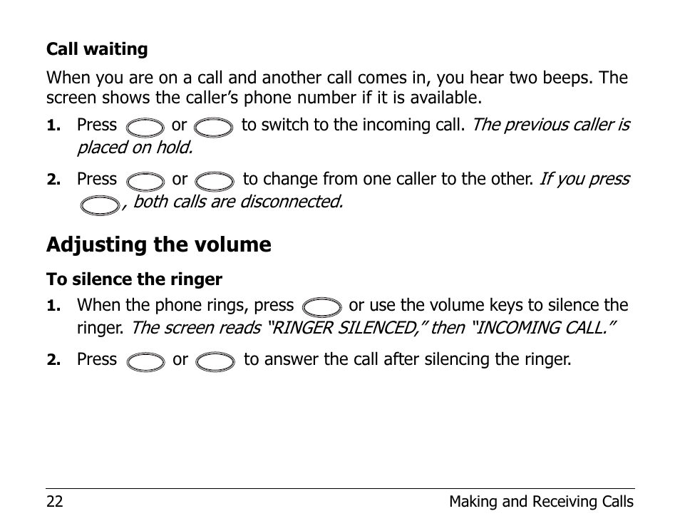 Adjusting the volume | Kyocera EN User Manual | Page 32 / 105