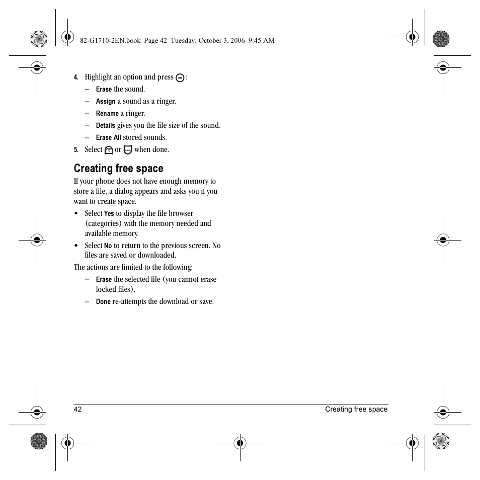 Creating free space | Kyocera K132 User Manual | Page 50 / 64