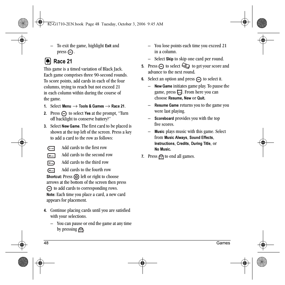 Race 21 | Kyocera K132 User Manual | Page 56 / 64