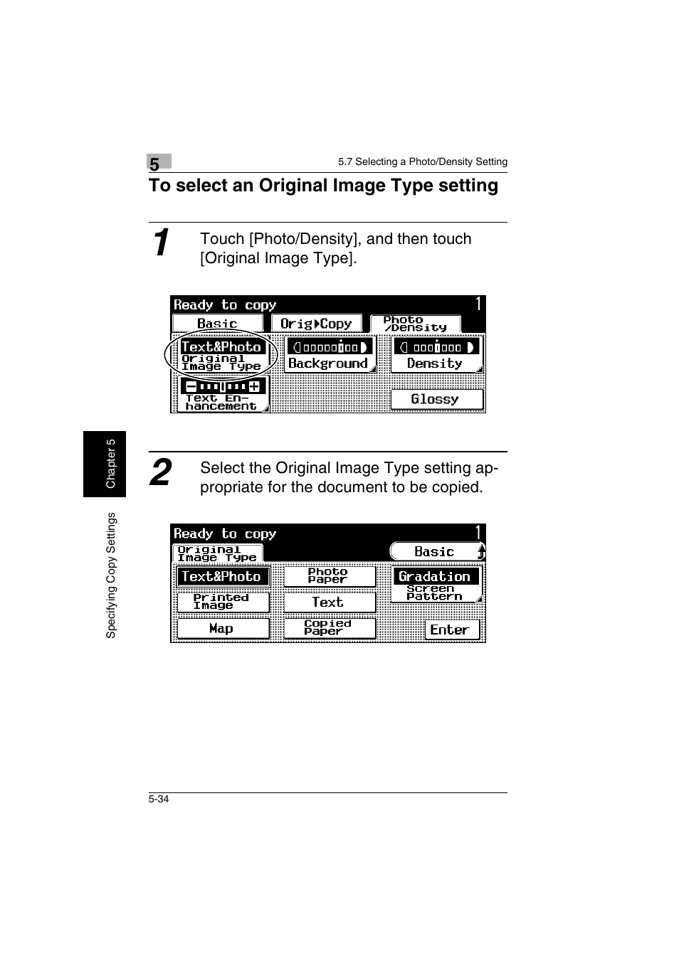 To select an original image type setting -34 | Kyocera KM-C2230 User Manual | Page 113 / 150