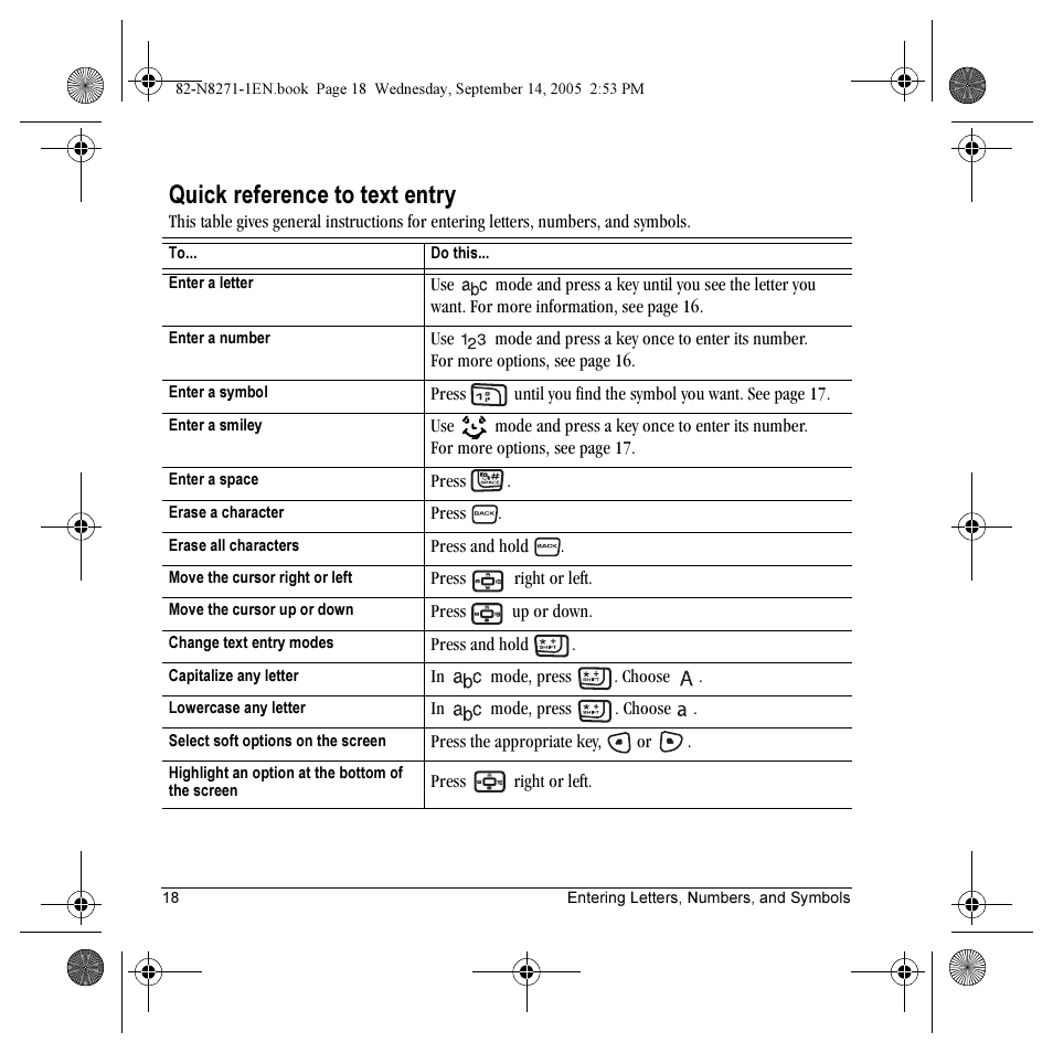 Quick reference to text entry | Kyocera KX9 User Manual | Page 25 / 50