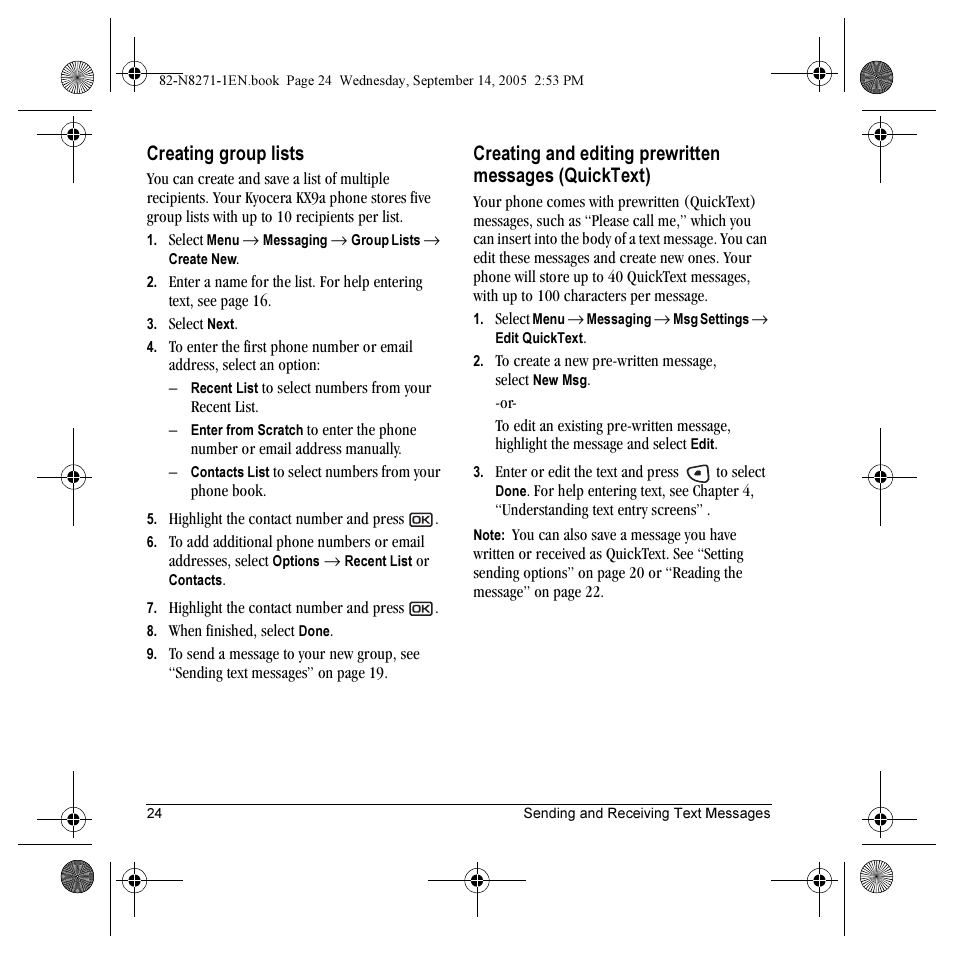 Creating group lists | Kyocera KX9 User Manual | Page 31 / 50