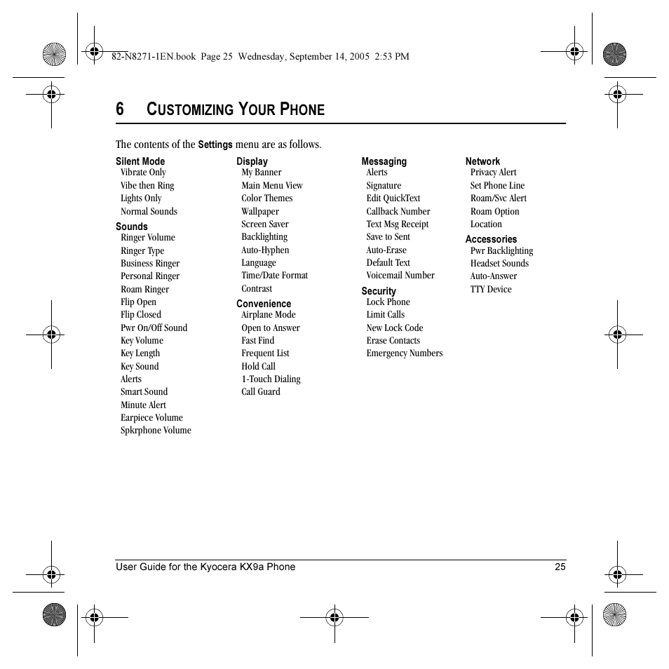 Ustomizing, Hone | Kyocera KX9 User Manual | Page 32 / 50