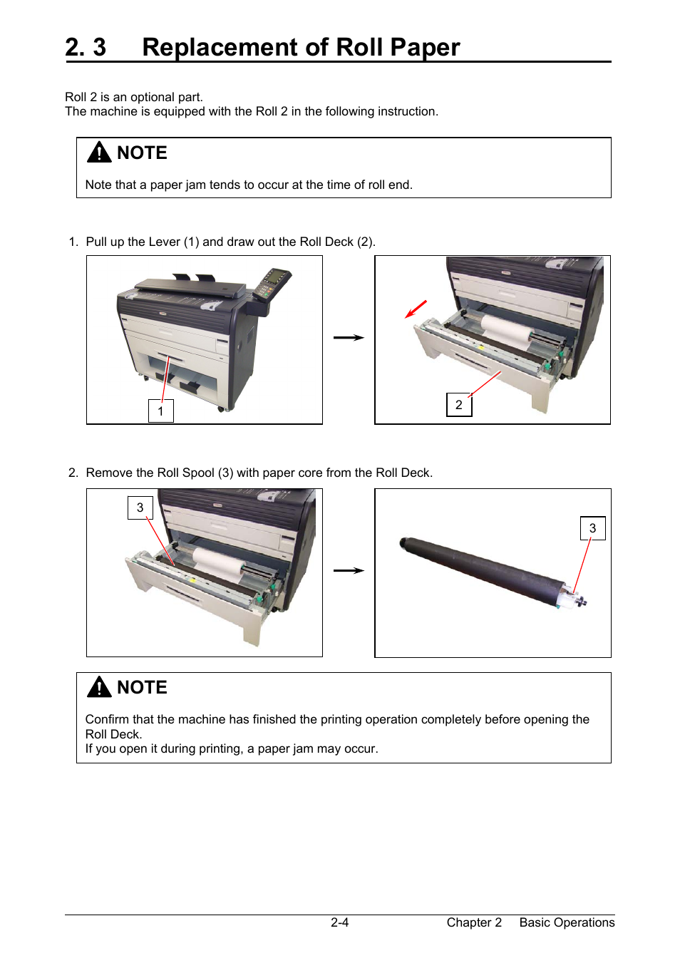 3 replacement of roll paper | Kyocera KM-3650w User Manual | Page 21 / 62