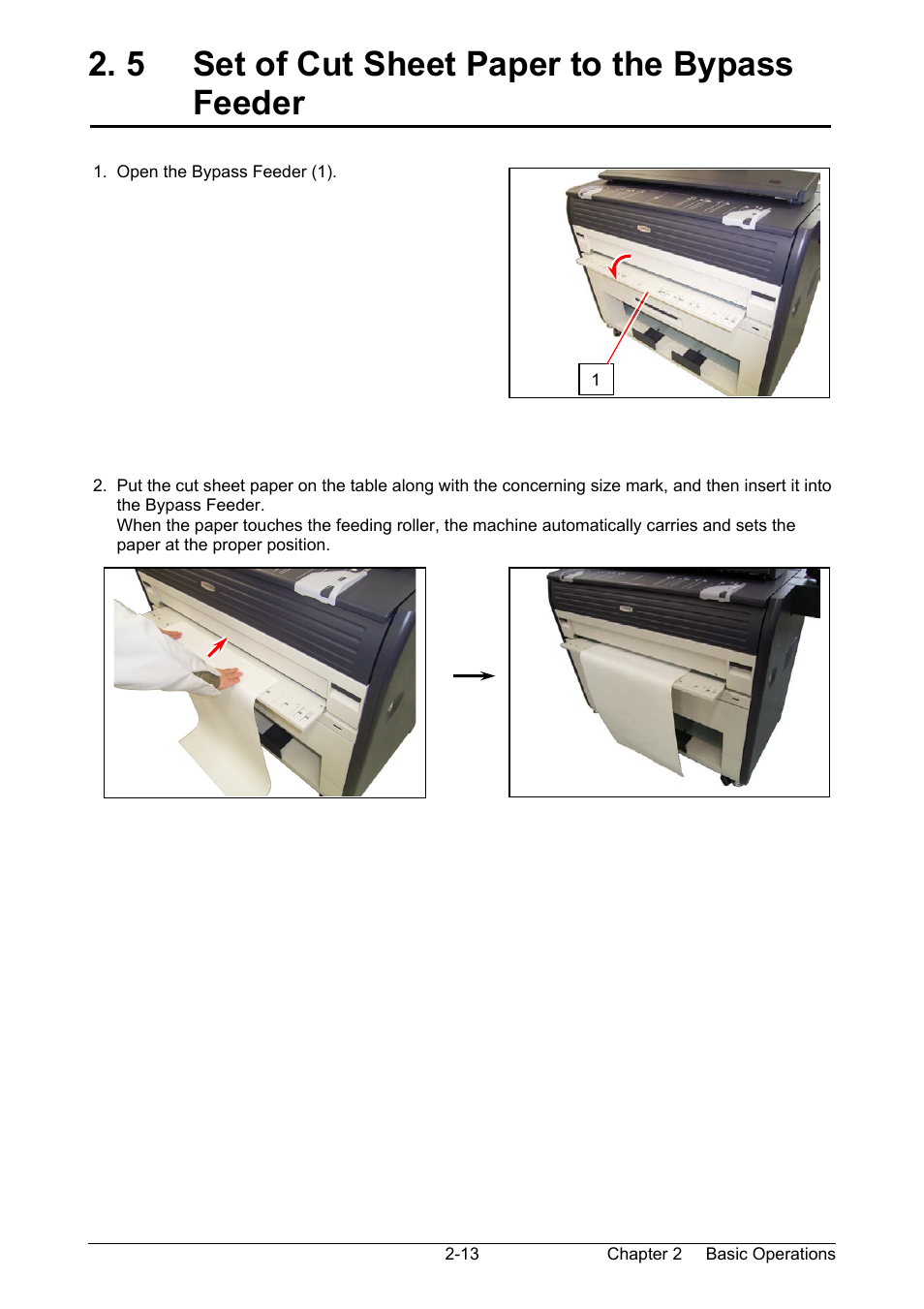 5 set of cut sheet paper to the bypass feeder | Kyocera KM-3650w User Manual | Page 30 / 62