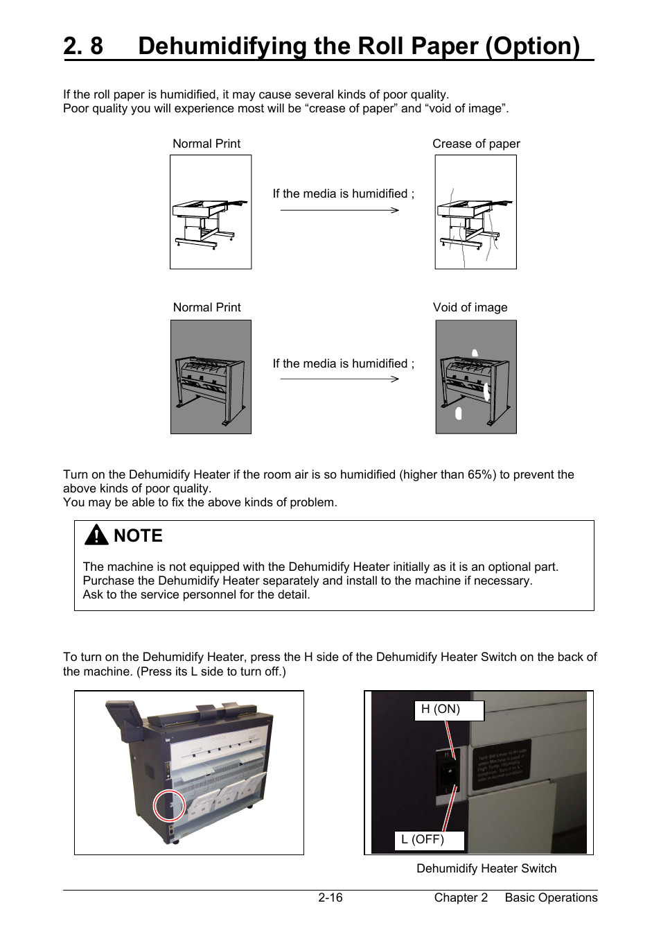 8 dehumidifying the roll paper (option) | Kyocera KM-3650w User Manual | Page 33 / 62