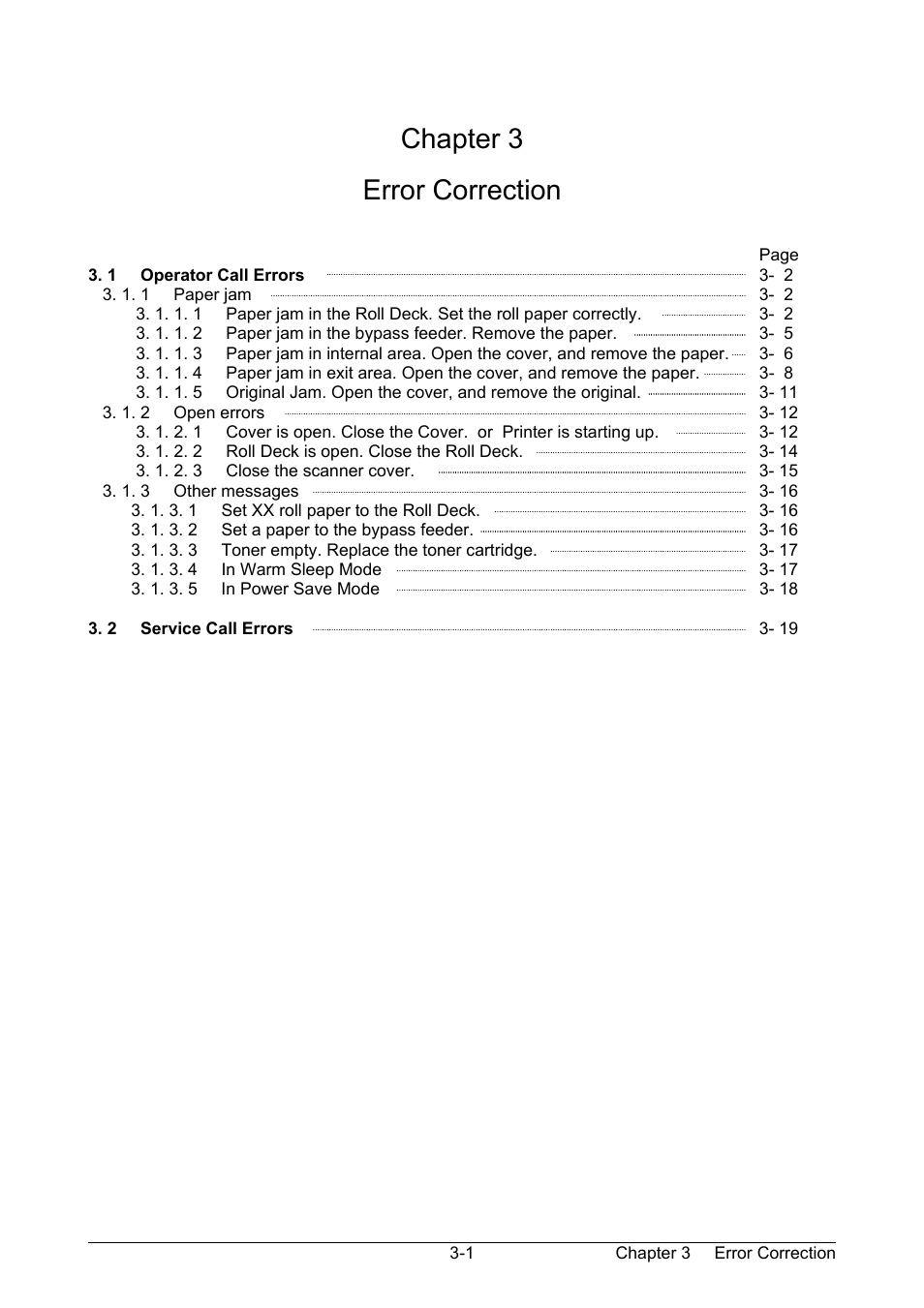 Chapter 3, Error correction | Kyocera KM-3650w User Manual | Page 34 / 62