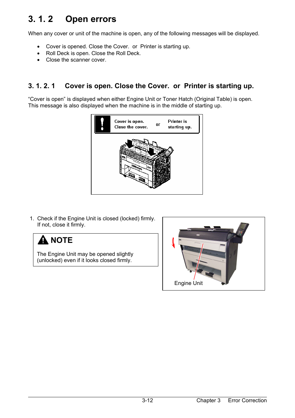 1. 2 open errors | Kyocera KM-3650w User Manual | Page 45 / 62