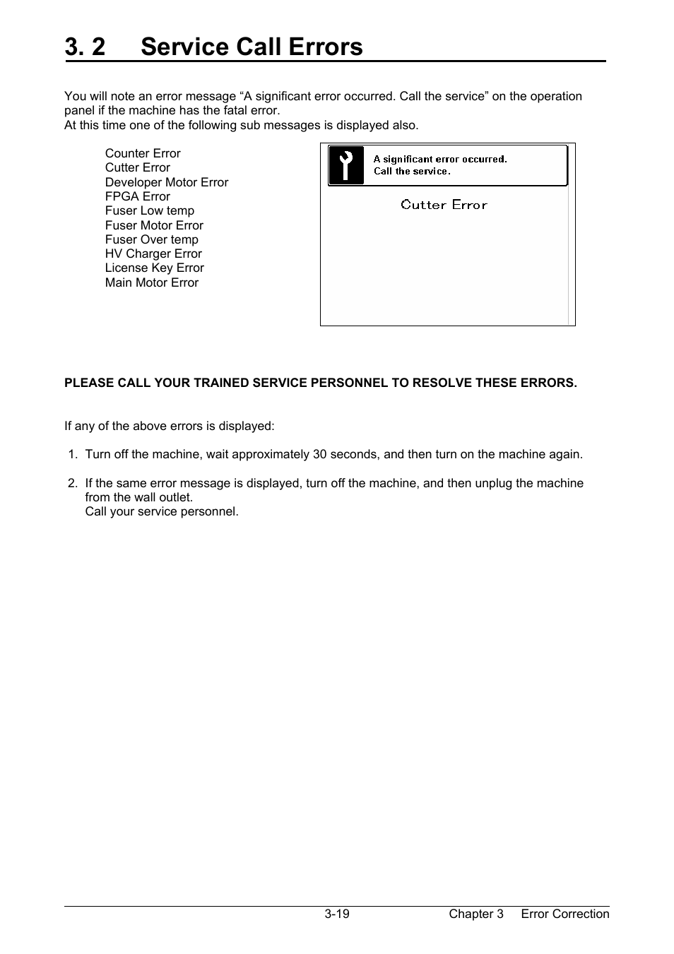 2 service call errors | Kyocera KM-3650w User Manual | Page 52 / 62