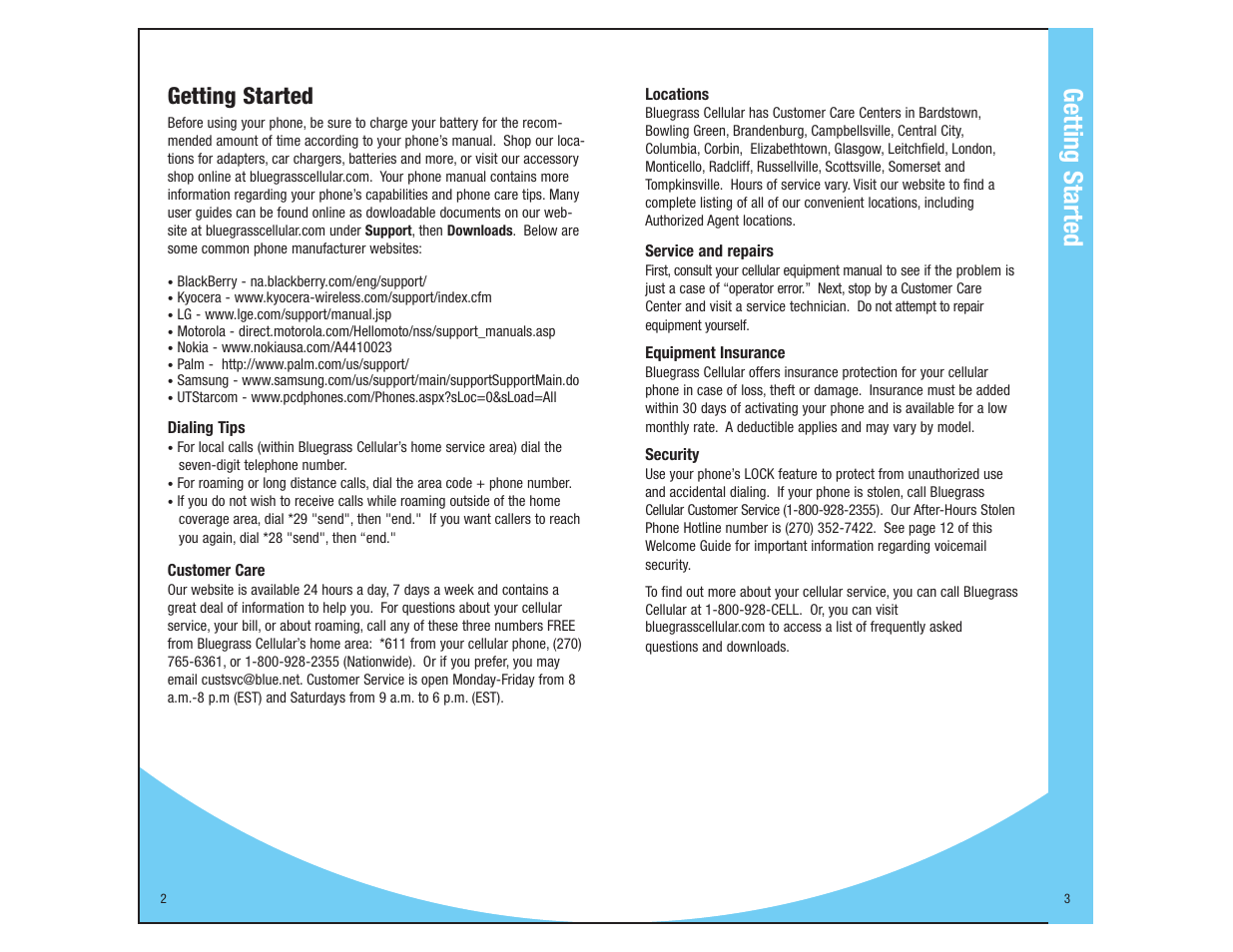 Getting started | Kyocera Cellular Phone User Manual | Page 3 / 12