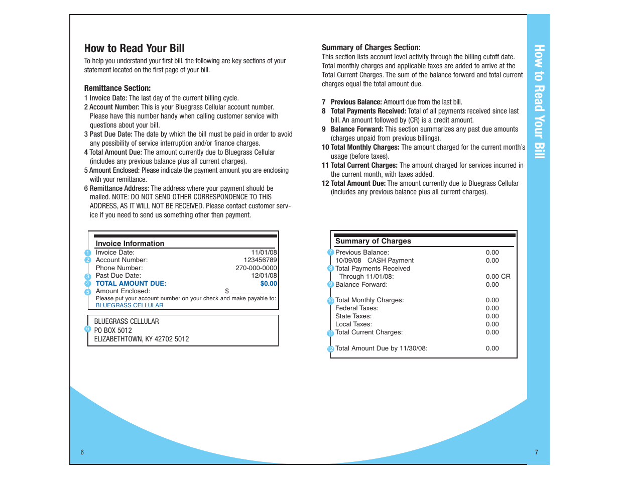 How to read y our bill, How to read your bill | Kyocera Cellular Phone User Manual | Page 5 / 12