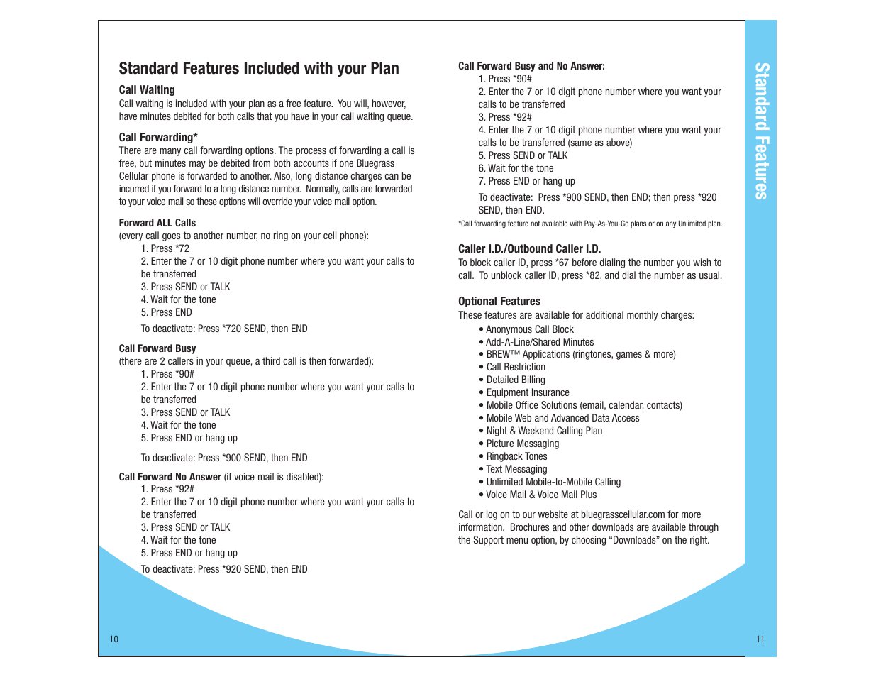 Standard f eatures, Standard features included with your plan | Kyocera Cellular Phone User Manual | Page 7 / 12