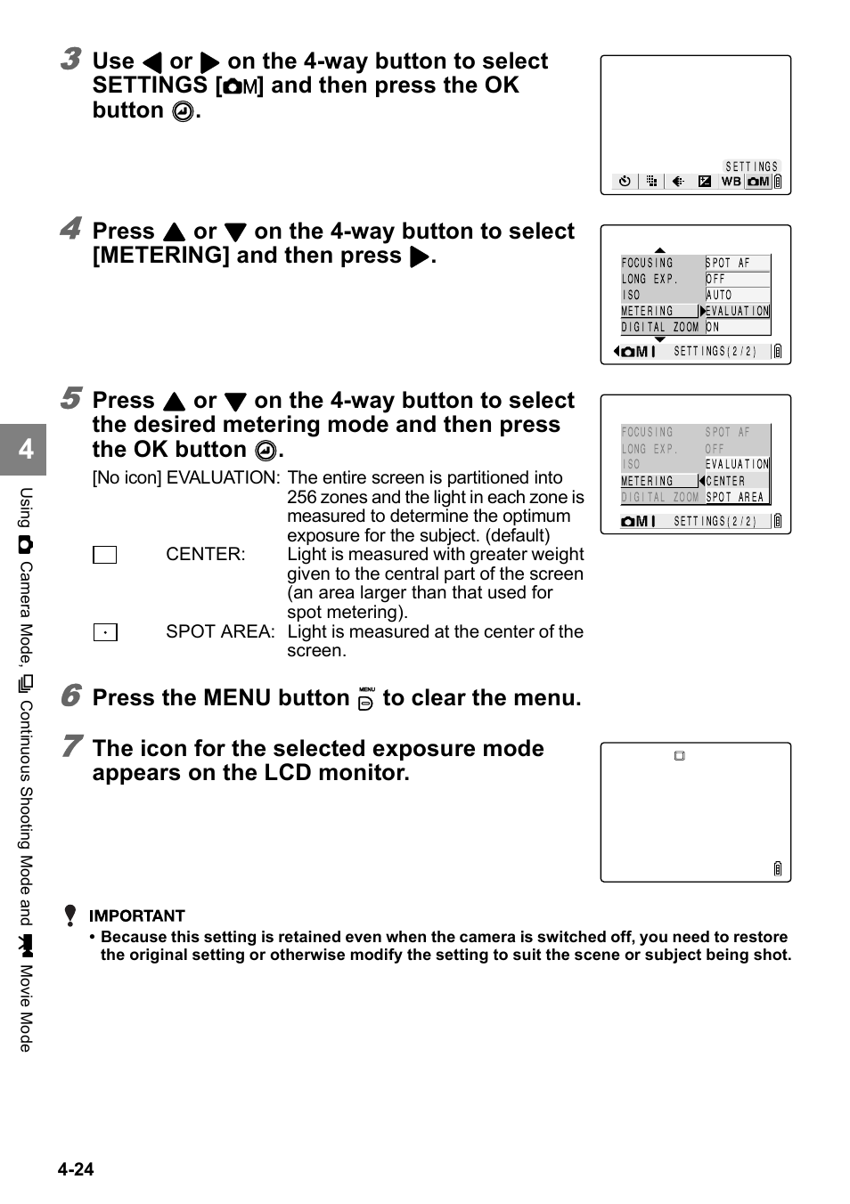 Press, Press the menu button k to clear the menu | Kyocera Finecam SL400R User Manual | Page 82 / 134