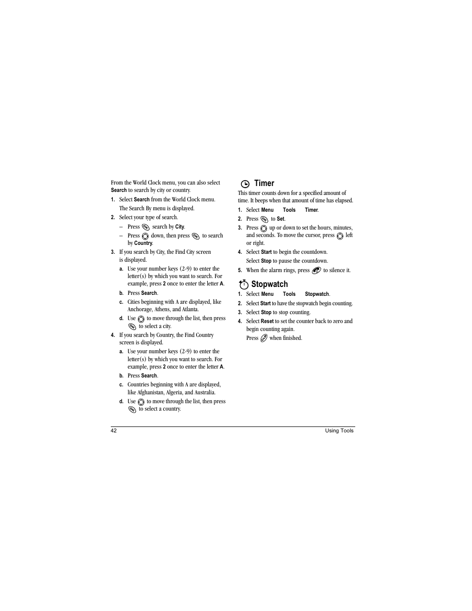 Timer, Stopwatch | Kyocera Phantom TXLCC10042B User Manual | Page 50 / 60