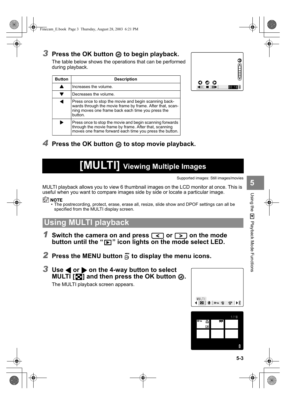 Multi, Using multi playback, Viewing multiple images | Kyocera SL300R User Manual | Page 87 / 134