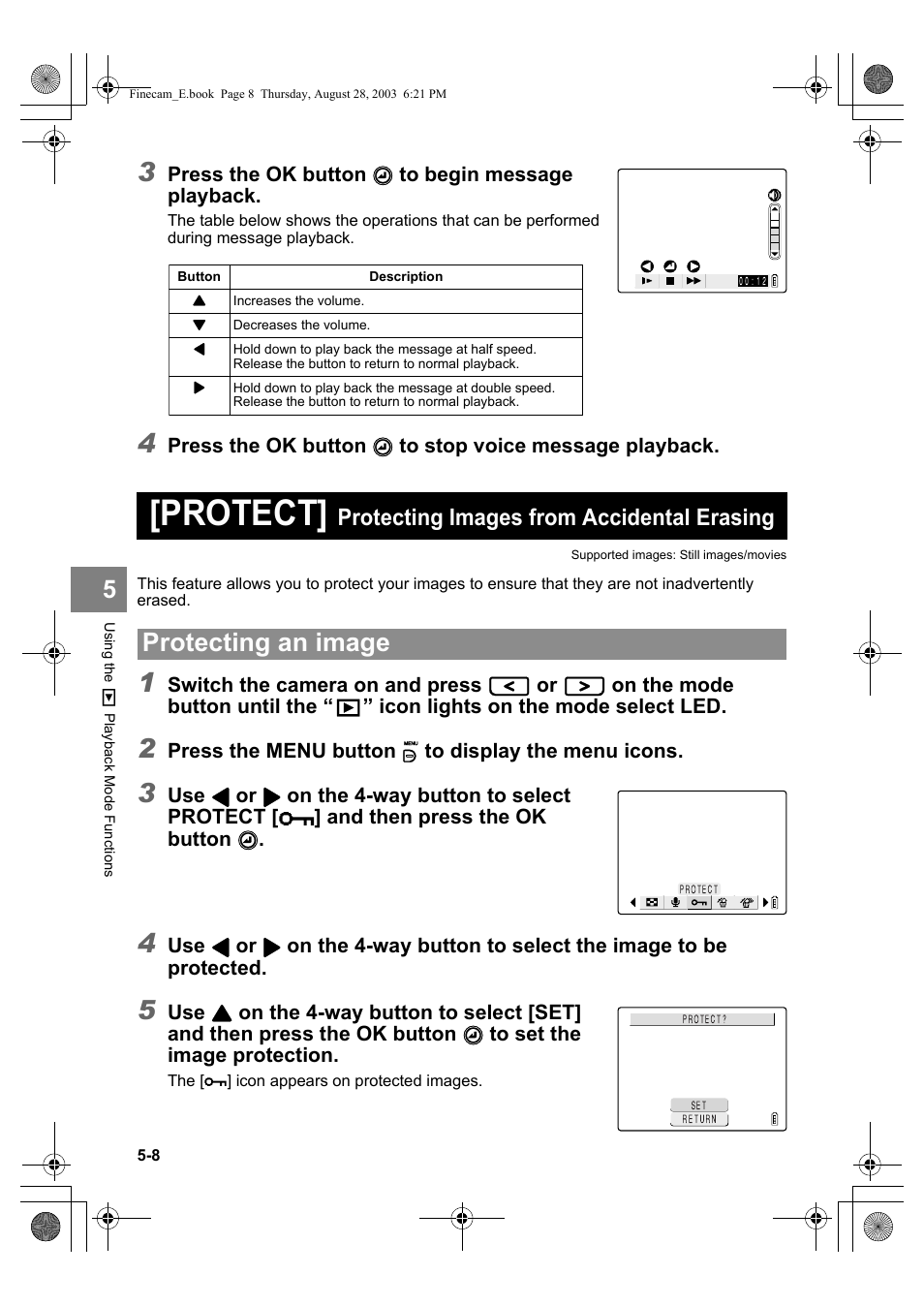 Protect, Protecting an image, Protecting images from accidental erasing | Kyocera SL300R User Manual | Page 92 / 134