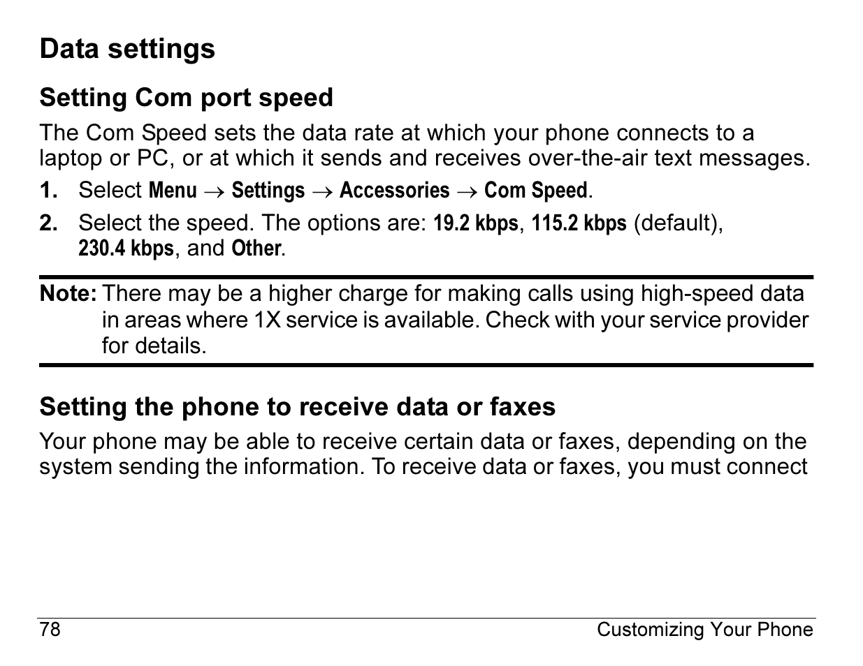 Data settings | Kyocera ENERGI K490 User Manual | Page 100 / 135